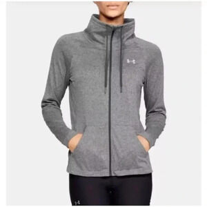 Under Armour Gray Long Sleeve Stretch Heatgear Full Zip Mock Neck Jacket Small